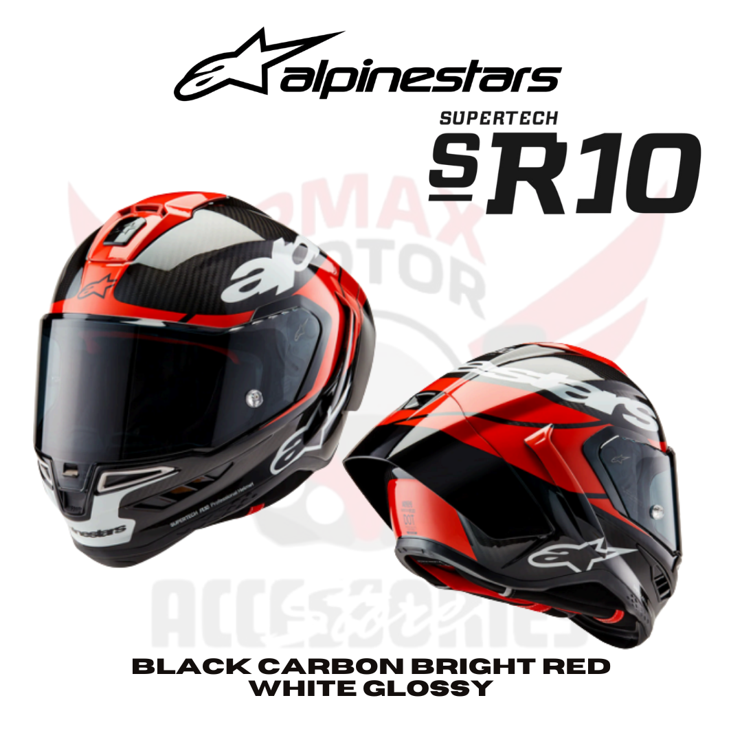 Alpinestars Helmet Sr 10 Black Carbon Bright Red White Glossy Helmet Alpinestars Helmet Sr 10 Black Carbon Bright Red White Glossy Helmet