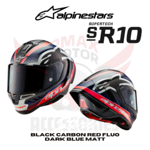 Alpinestars Helmet Sr 10 Black Carbon Red Fluo Dark Blue Matt Helmet