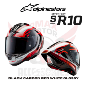 Alpinestars Helmet Sr 10 Black Carbon Red White Glossy Helmet