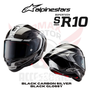 Alpinestars Helmet Sr 10 Black Carbon Silver Black Glossy Helmet