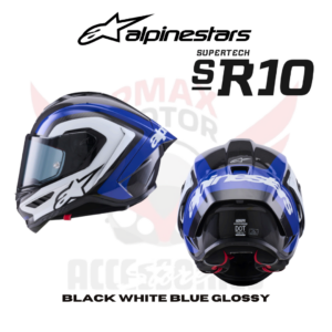Alpinestars Helmet Sr 10 Black White Blue Glossy Helmet