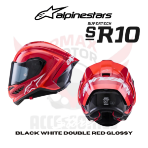 Alpinestars Helmet Sr 10 Black White Double Red Glossy Helmet