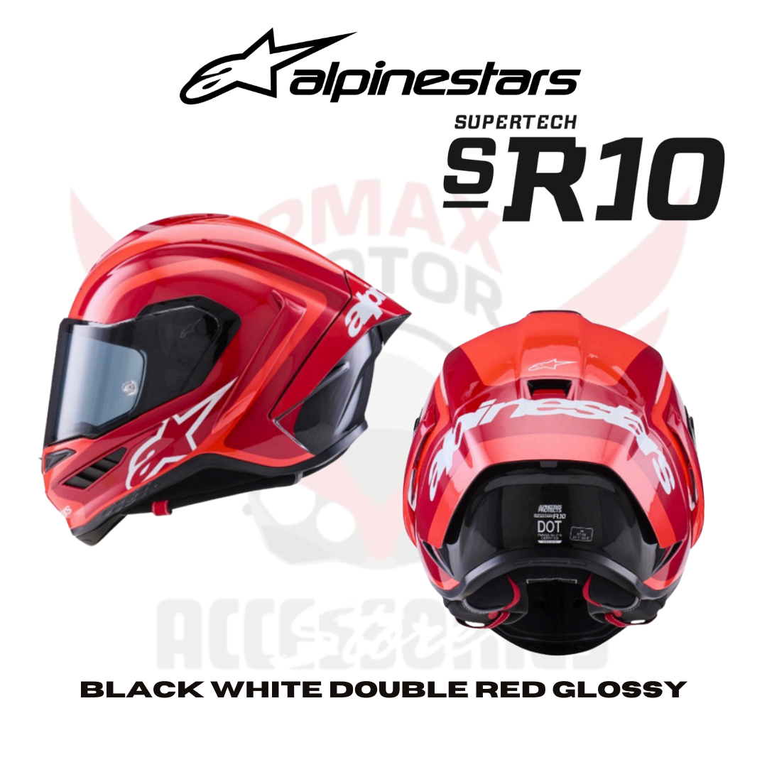Alpinestars Helmet Sr 10 Black White Double Red Glossy Helmet Alpinestars Helmet Sr 10 Black White Double Red Glossy Helmet