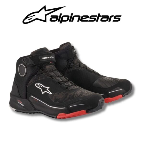 Alpinestars shoes cr x drystar riding black camo red motorcycle shoes