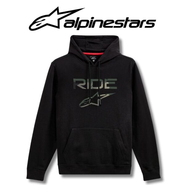 Alpinestars hoodie ride 2 0 camo colour black hoodie