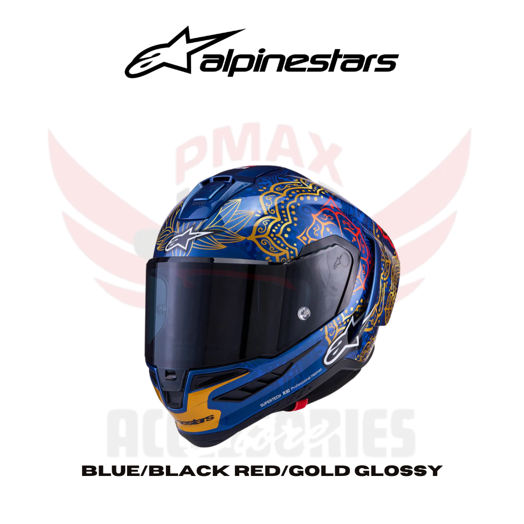 Alpinestars Sr10 Helmet Thaimartinator Limited Edition Blue/Black Red/Gold Glossy Helmet Alpinestars Sr10 Helmet Thaimartinator Limited Edition Blue/Black Red/Gold Glossy Helmet