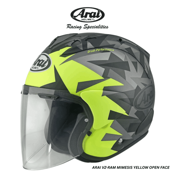 Arai vz-ram mimesis yellow open face helmet