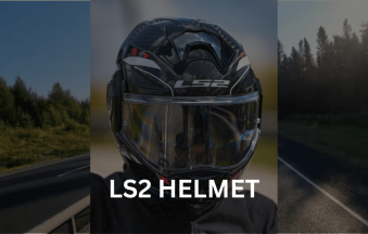 Motorcyclist wearing a LS2 helmet on a highway.