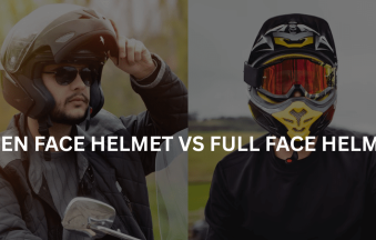 two Motorcyclist wearing open face helmet and full face helmet respectively