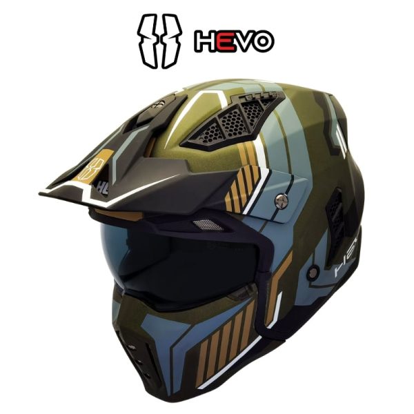 hevo activ fighter matt army green graphic helmet