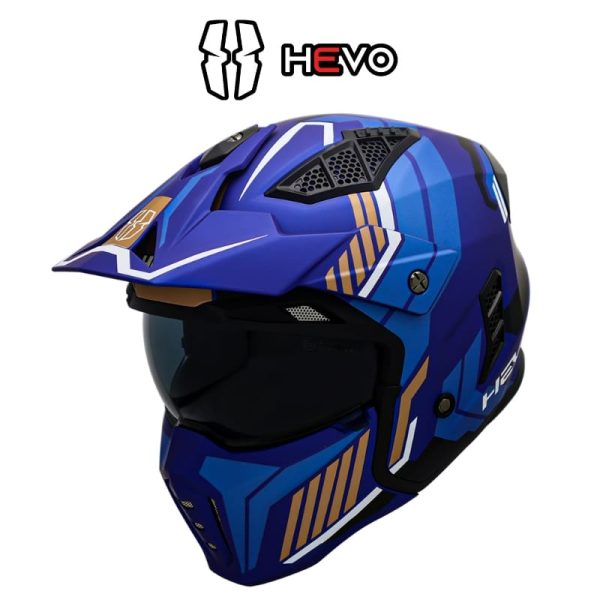 hevo activ fighter matt navy blue graphic helmet