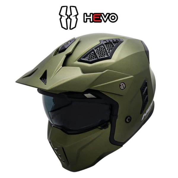 hevo activ matt army green solid helmet