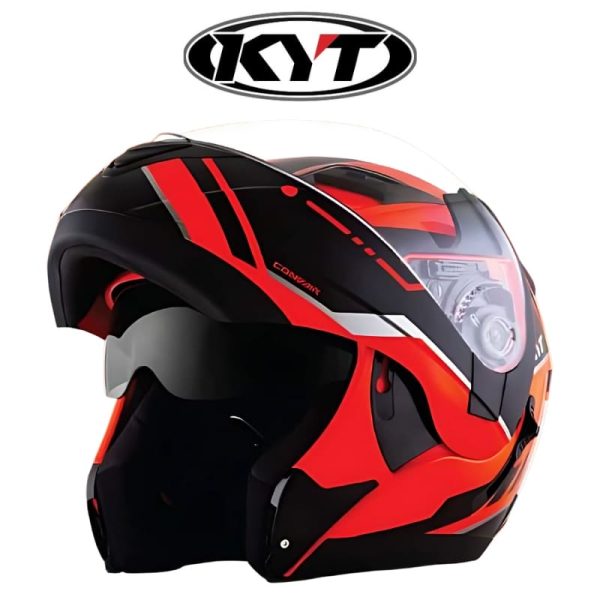 kyt convair flip up tourtech red fluo helmet