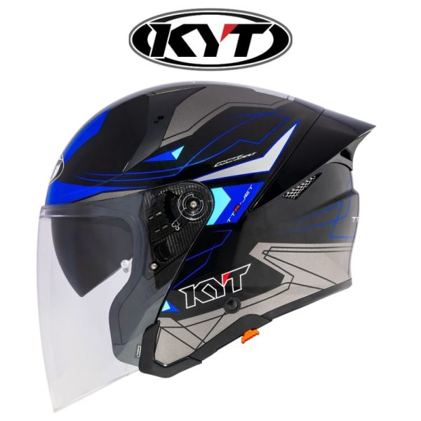 kyt ttr jet led black bluel helmet