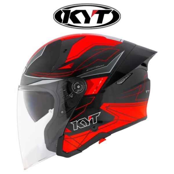 kyt ttr jet led black red helmet
