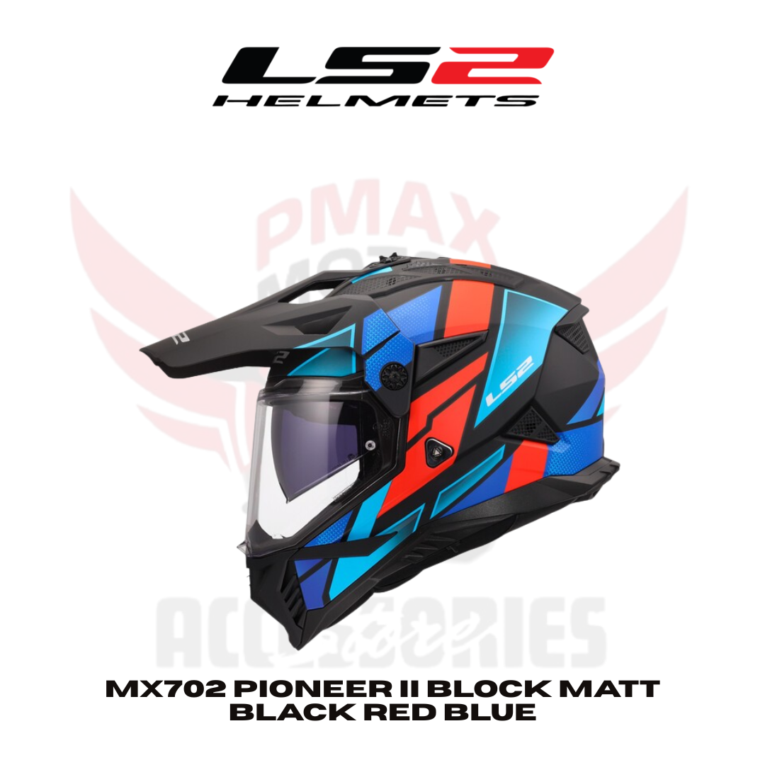 Ls2 Mx702 Pioneer Ii Block Matt Black/Red/Blue Helmet Ls2 Mx702 Pioneer Ii Block Matt Black/Red/Blue Helmet