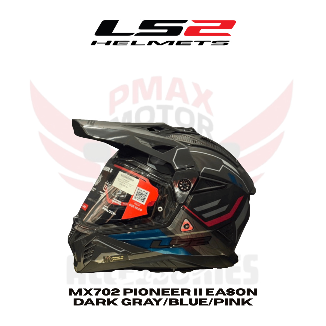 Ls2 Mx702 Pioneer Ii Eason Dark Gray/Blue/Pink Helmet Ls2 Mx702 Pioneer Ii Eason Dark Gray/Blue/Pink Helmet