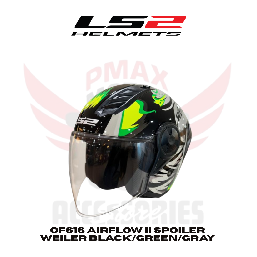 Ls2 Of616 Airflow Ii Spoiler Weiler Black/Green/Gray Helmet Ls2 Of616 Airflow Ii Spoiler Weiler Black/Green/Gray Helmet