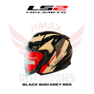 Ls2 Of628 Compass Black Sudi Gray Red Helmet