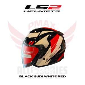 Ls2 Of628 Compass Black Sudi White Red Helmet