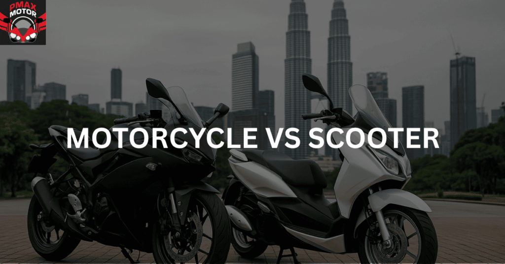 motorcycle and scooter standing side by side on kl