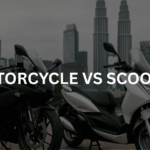 motorcycle and scooter standing side by side on kl