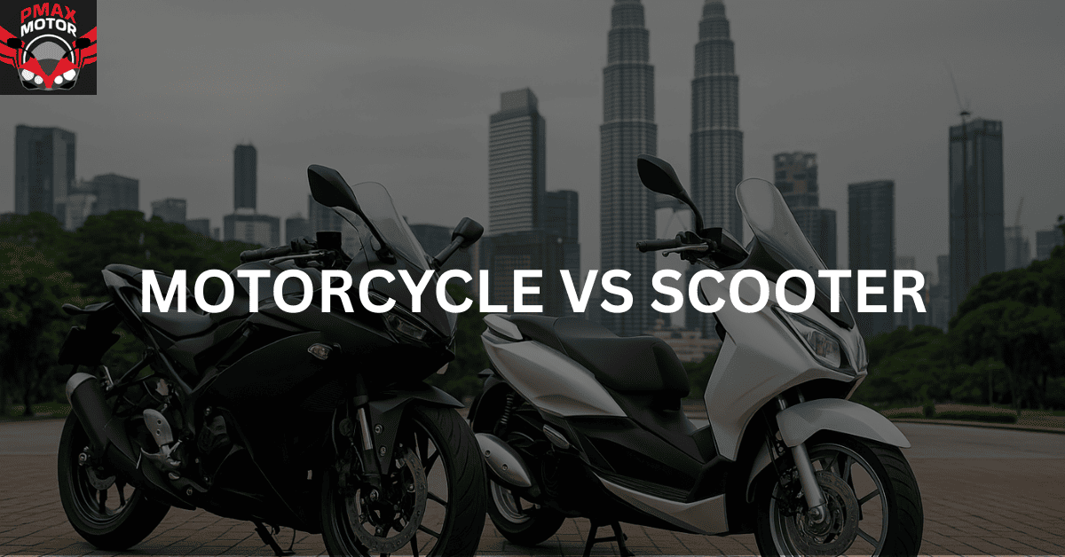 motorcycle and scooter standing side by side on kl