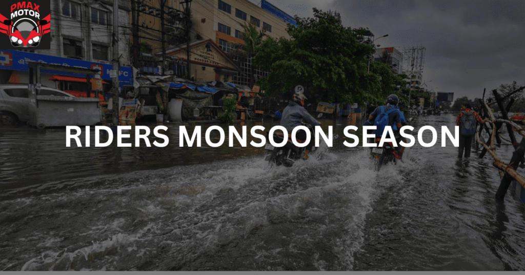 motorcycle going through flood water during monsoon season