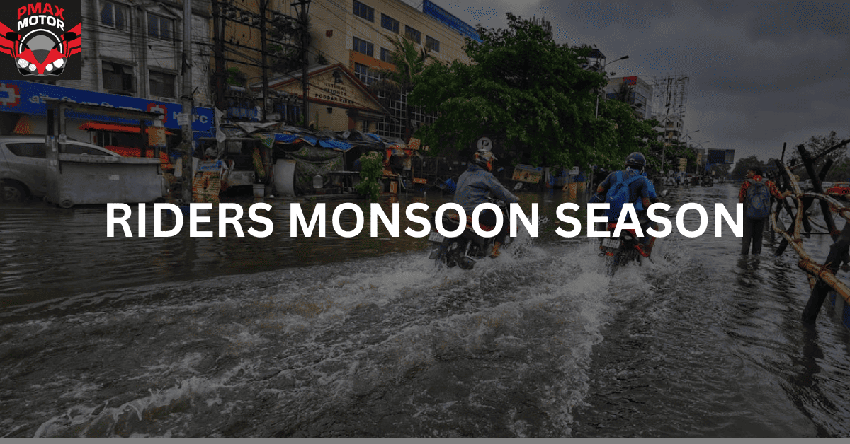 motorcycle going through flood water during monsoon season