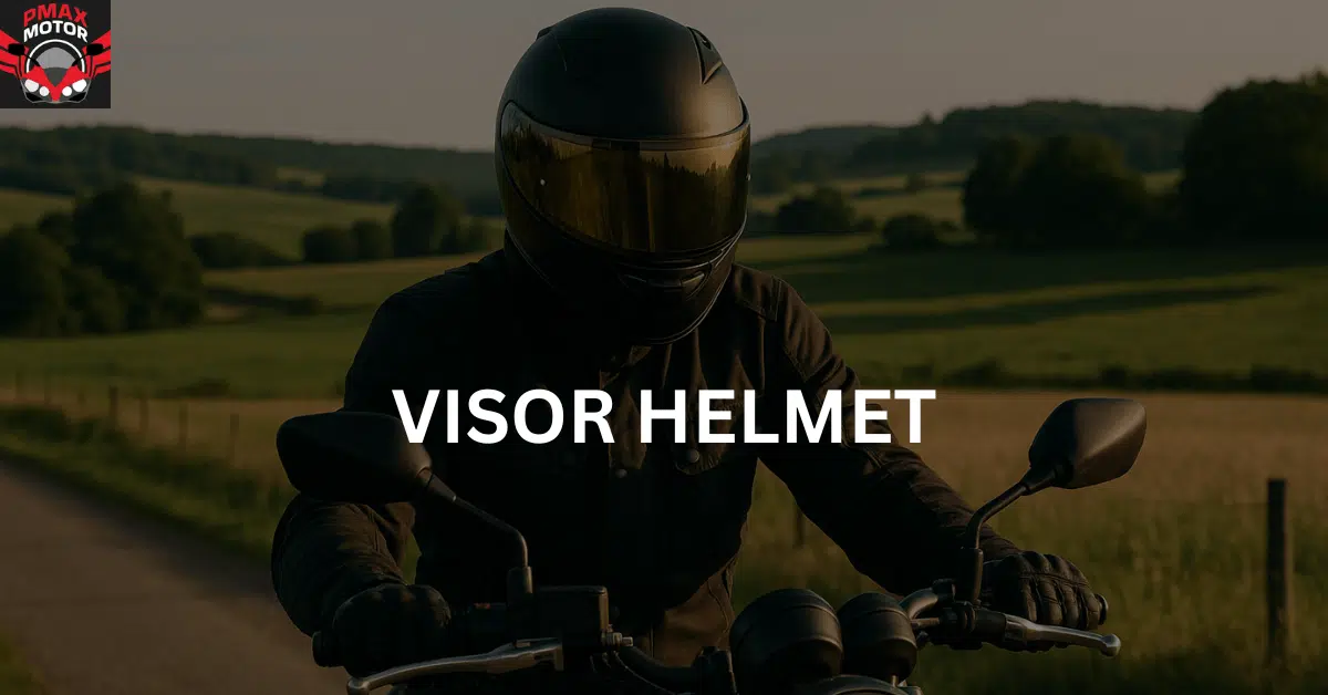 motorcyclist wearing a visor helmet while riding his bike