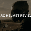 motorcyclist wearing arc helmet on highway