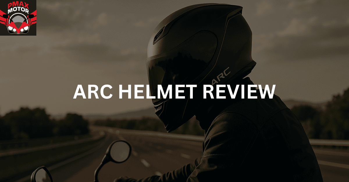 motorcyclist wearing arc helmet on highway
