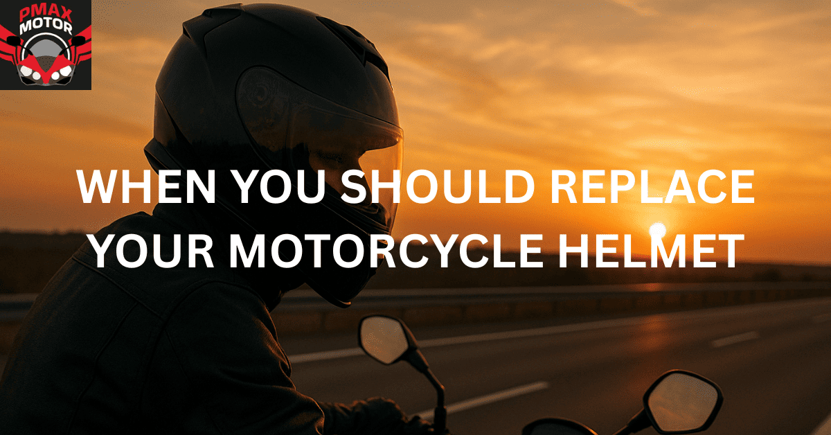 motorcyclist wearing motorcycle helmet while at evening
