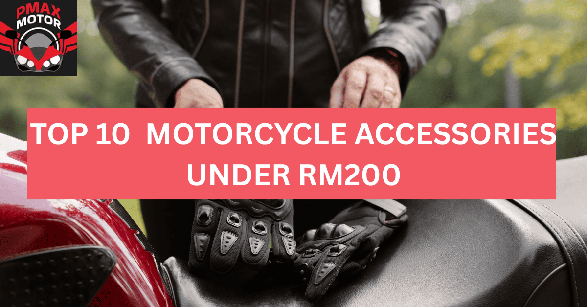 motorcyclist handling his motorcycle accessories that is under rm200