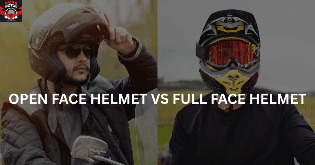 two Motorcyclist wearing open face helmet and full face helmet respectively