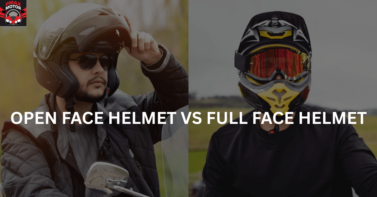 two Motorcyclist wearing open face helmet and full face helmet respectively